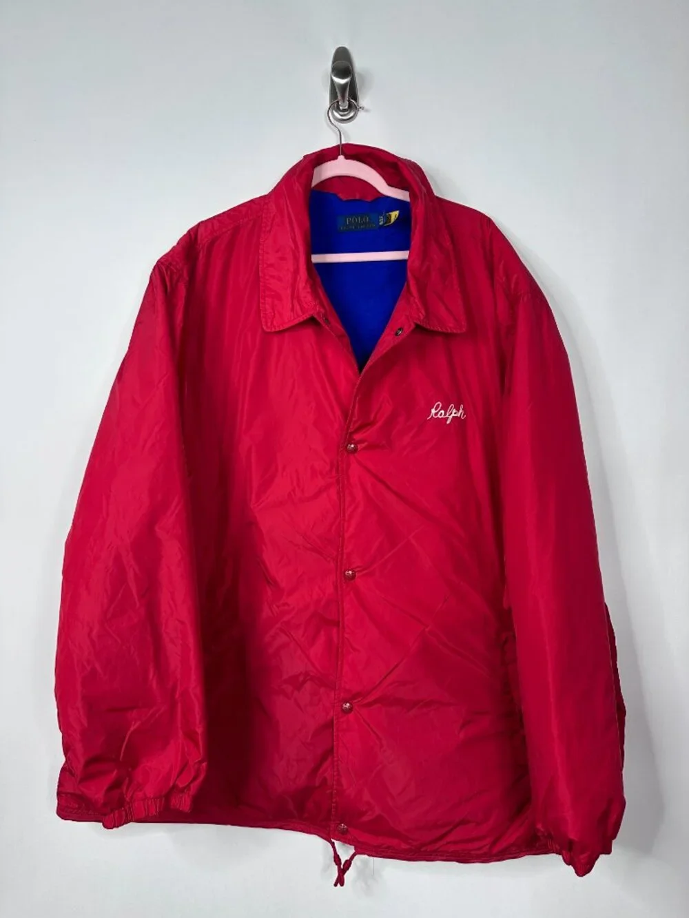NEW POLO RALPH LAUREN Coach Jacket Red Windbreaker Athletic NY State Champ XLT